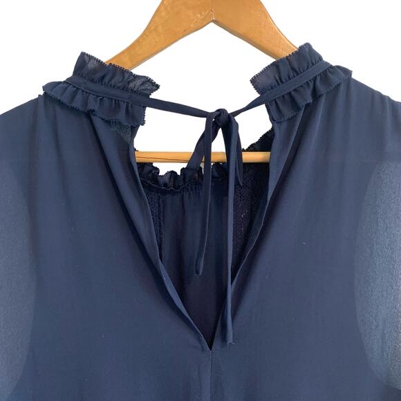 Anthropologie Sunday Best Navy Blue Sleeveless Ruffled Mini Dress - Picture 10 of 10